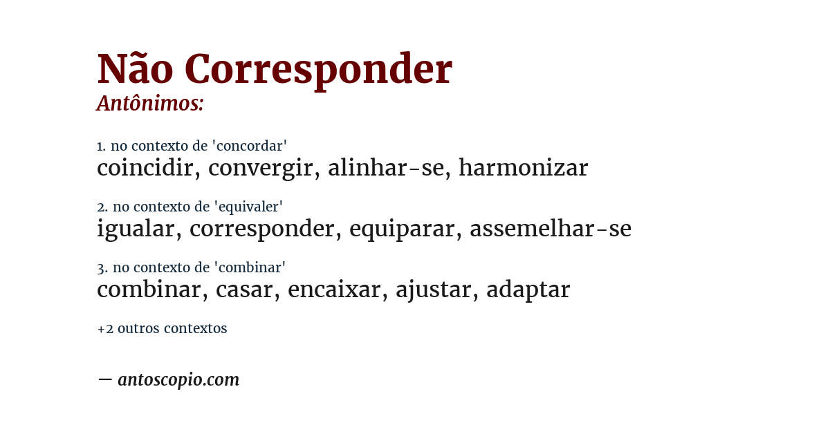 Antônimo de não corresponder