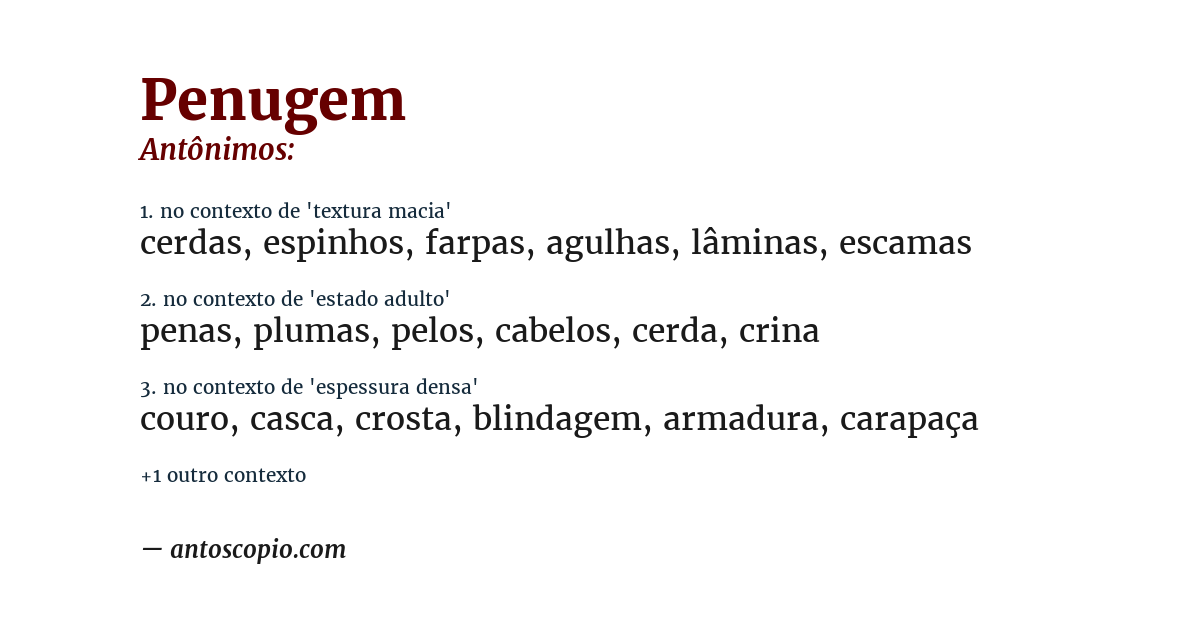 Antônimo de penugem