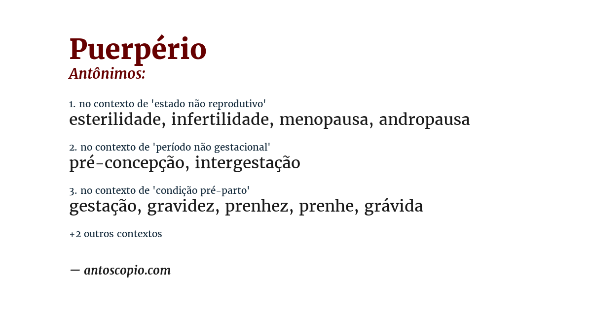Antônimo de puerpério