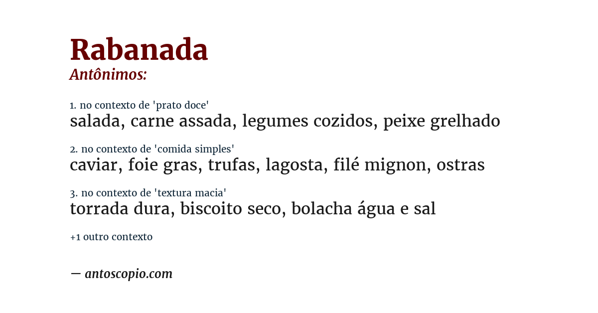 Antônimo de rabanada