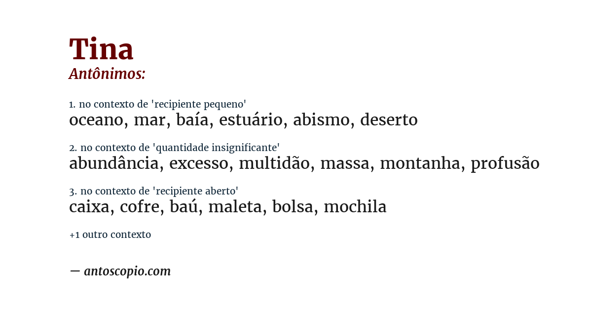 Antônimo de tina