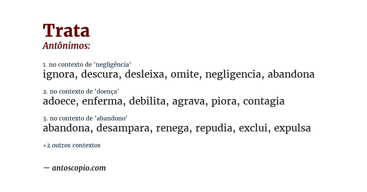 Antônimo de trata