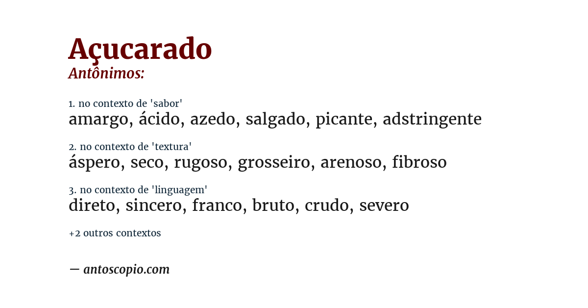 Antônimo de açucarado