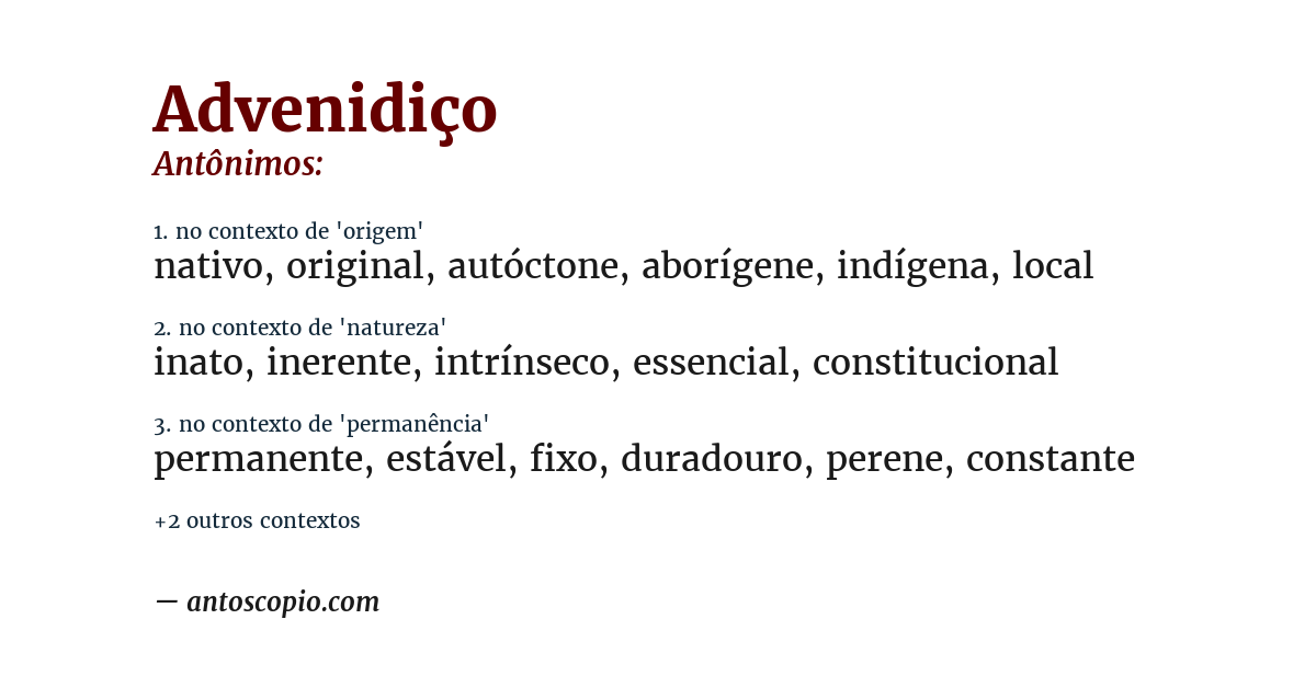 Antônimo de advenidiço