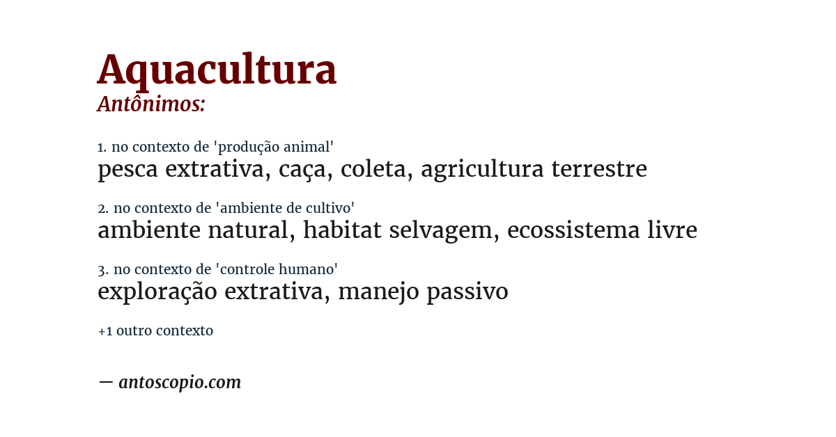 Antônimo de aquacultura