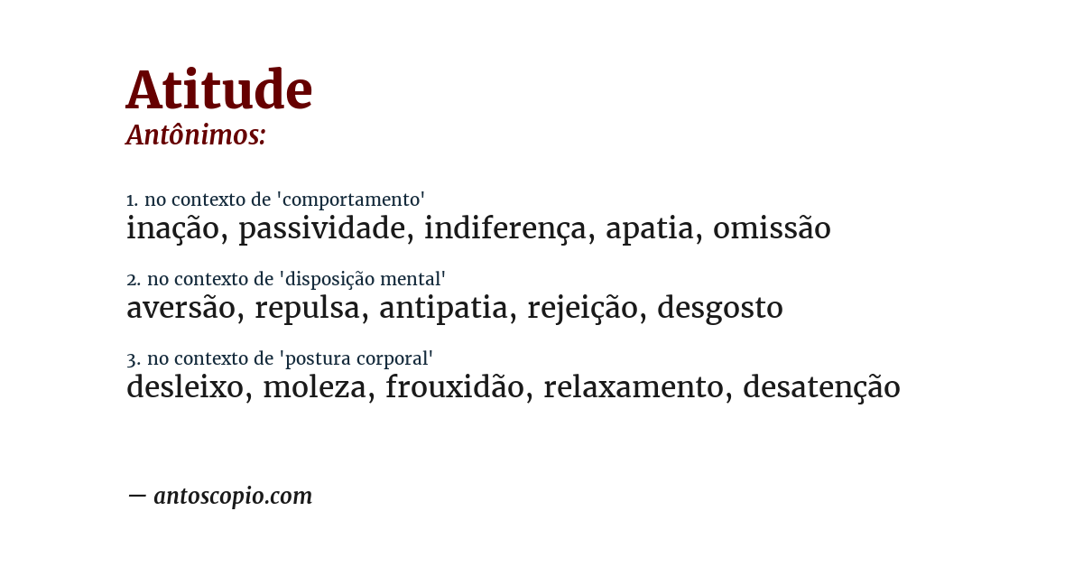 Antônimo de atitude