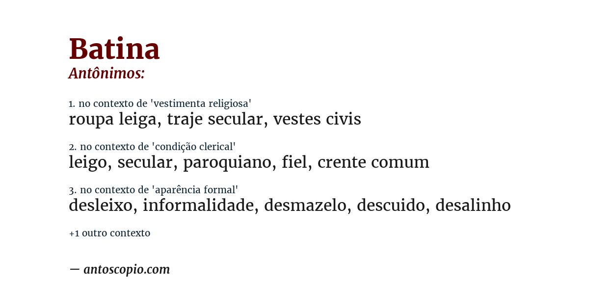 Antônimo de batina
