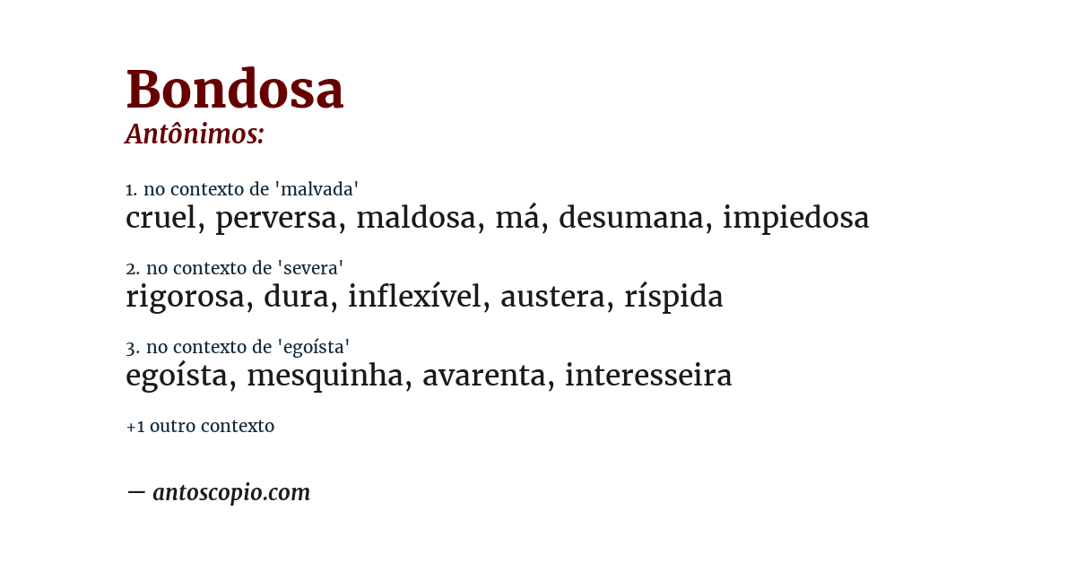 Antônimo de bondosa