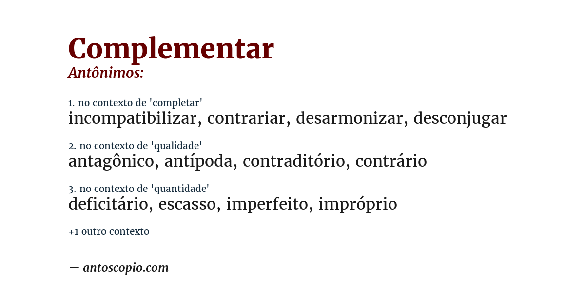 Antônimo de complementar