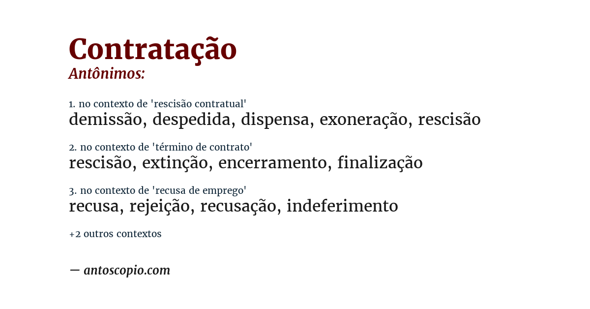 Antônimo de contratação