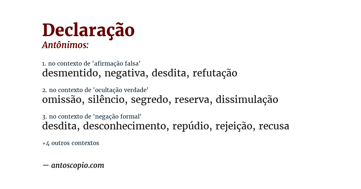 Antônimo de declaração