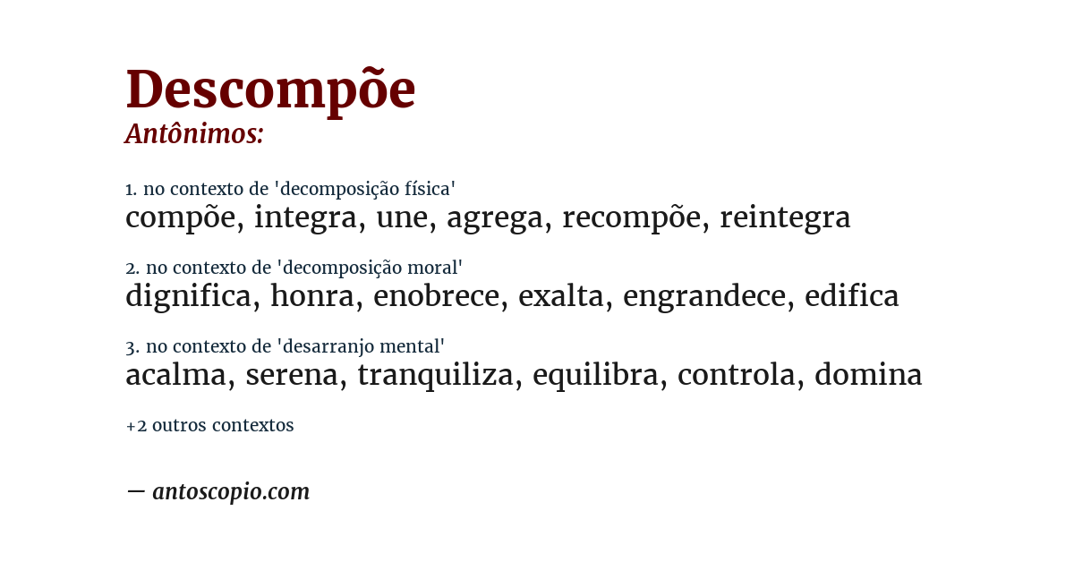 Antônimo de descompõe