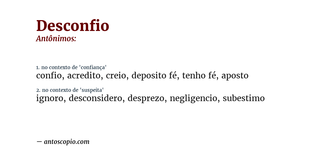Antônimo de desconfio