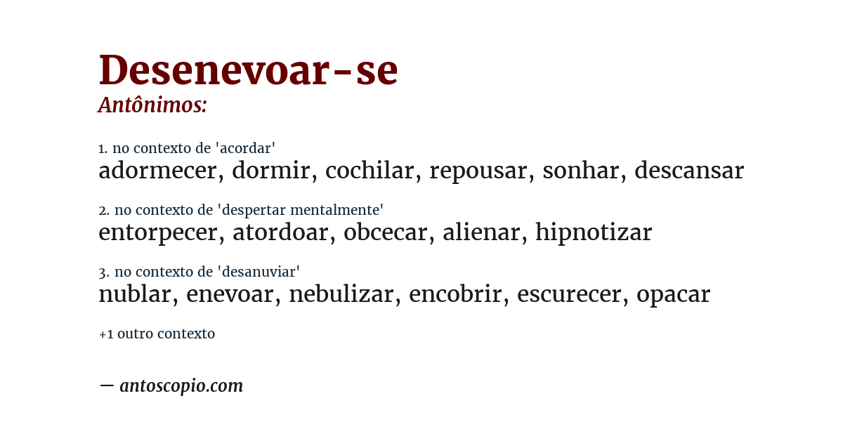 Antônimo de desenevoar-se