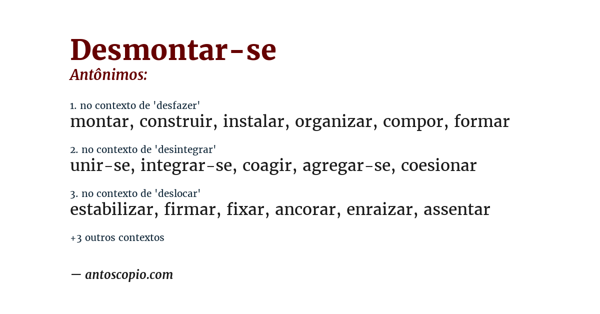 Antônimo de desmontar-se