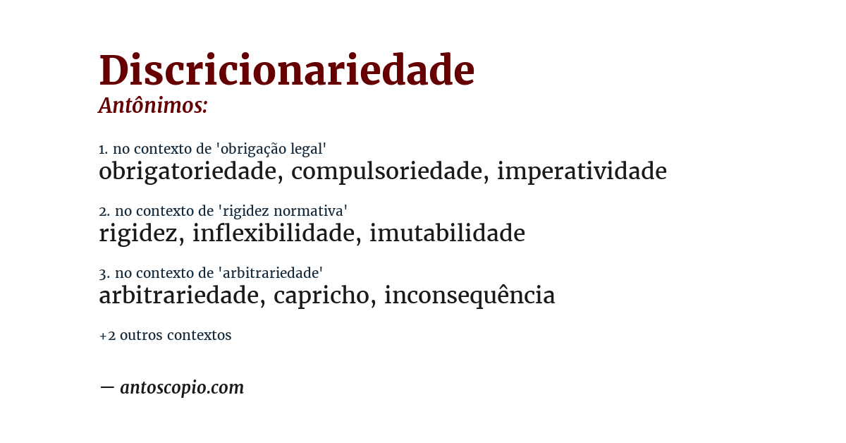 Antônimo de discricionariedade