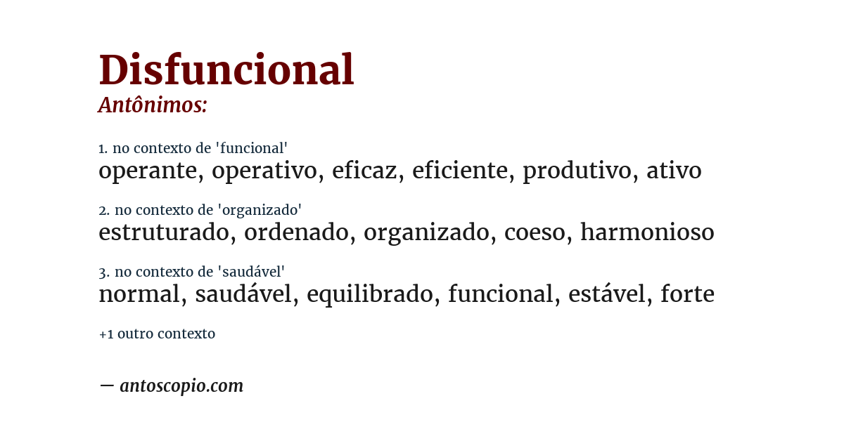 Antônimo de disfuncional