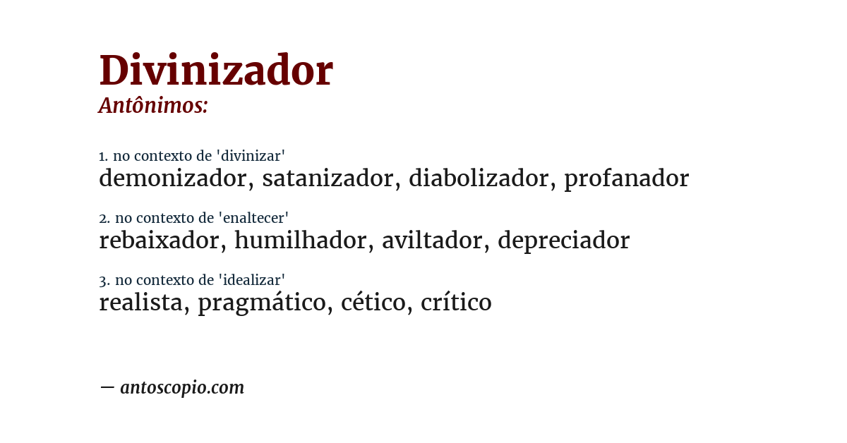 Antônimo de divinizador