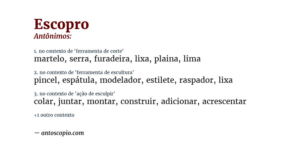 Antônimo de escopro