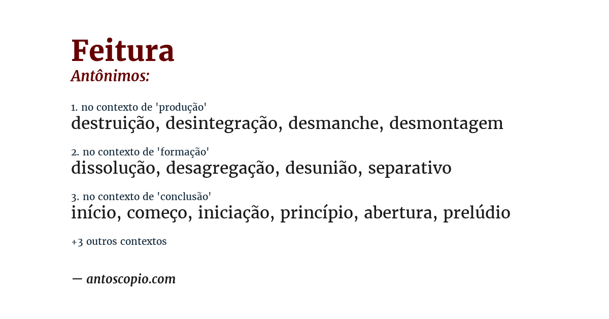 Antônimo de feitura