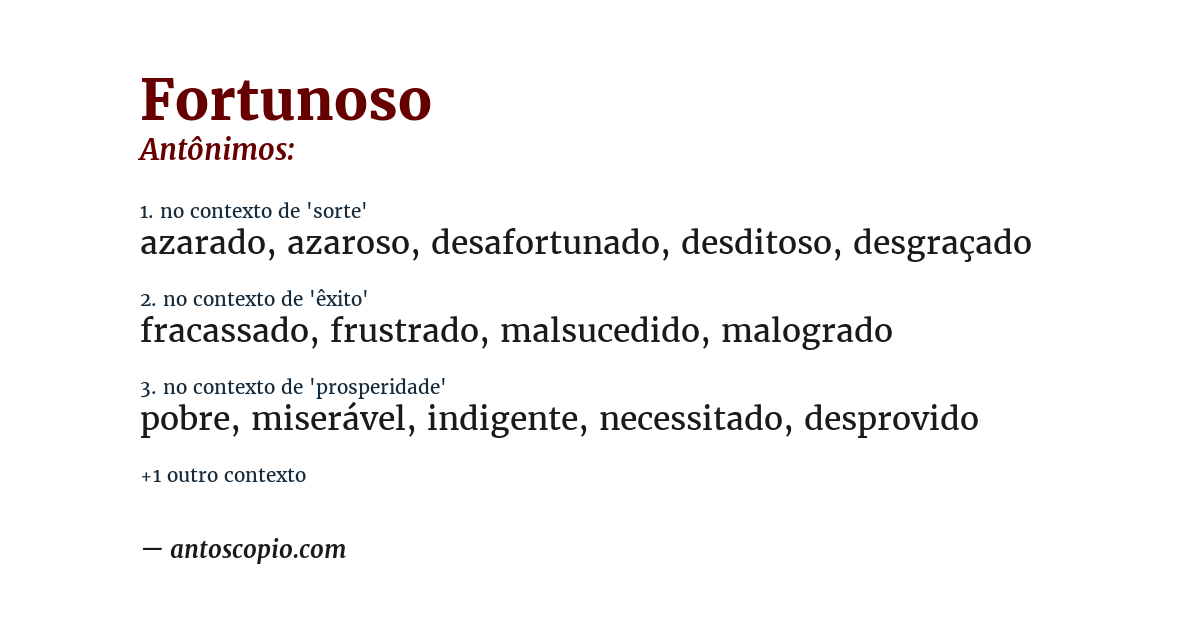 Antônimo de fortunoso
