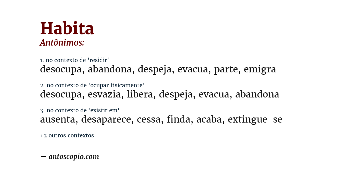 Antônimo de habita