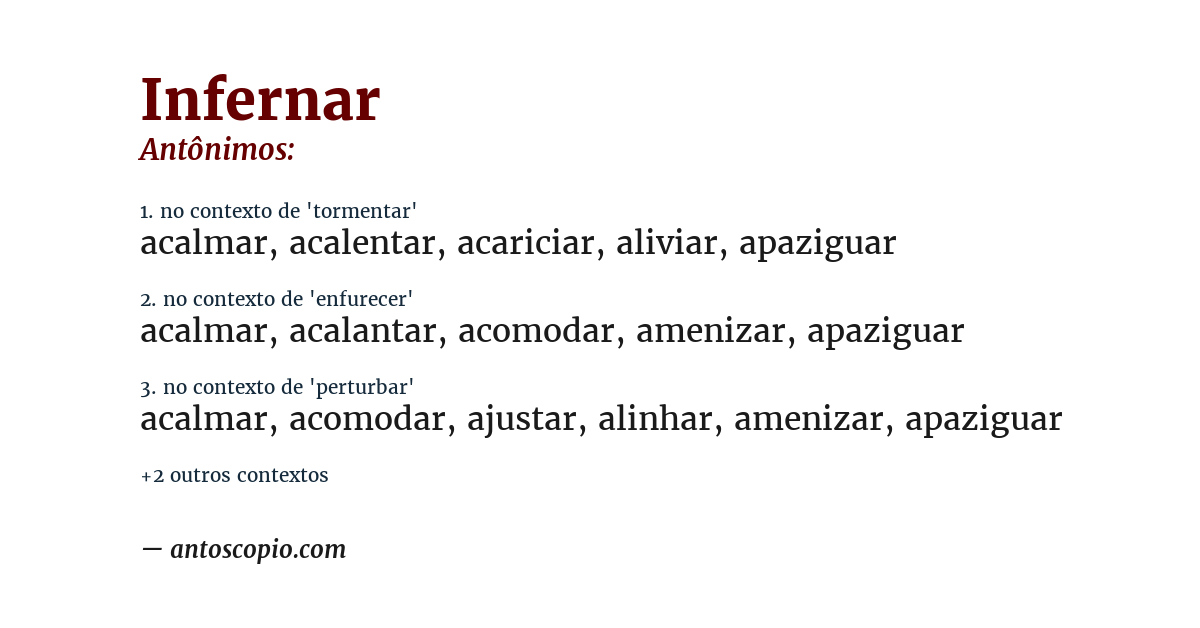 Antônimo de infernar