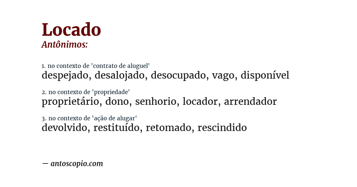 Antônimo de locado