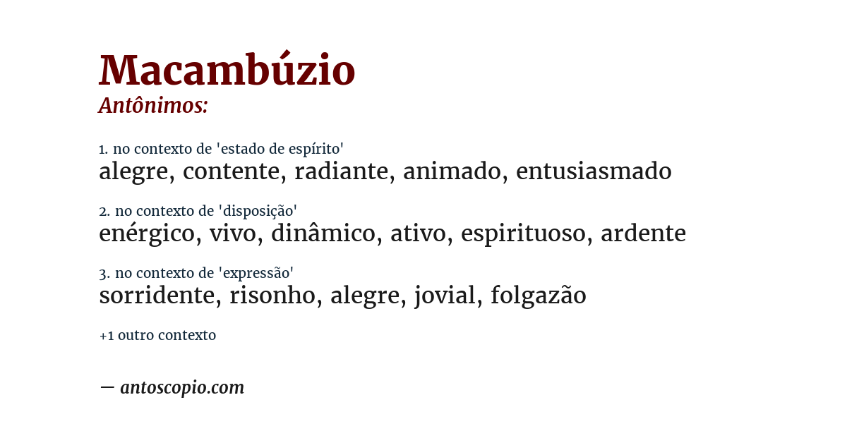 Antônimo de macambúzio