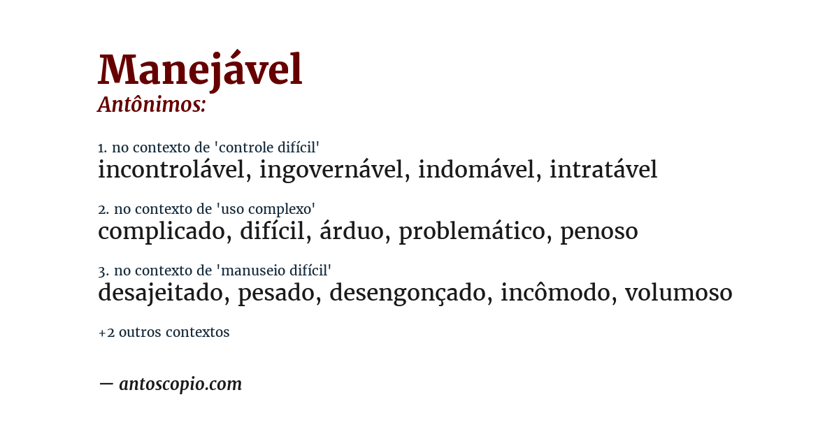 Antônimo de manejável