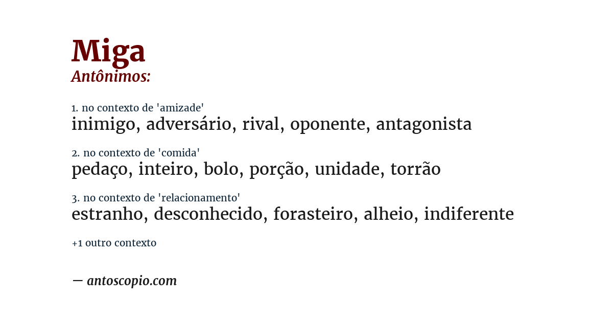 Antônimo de miga