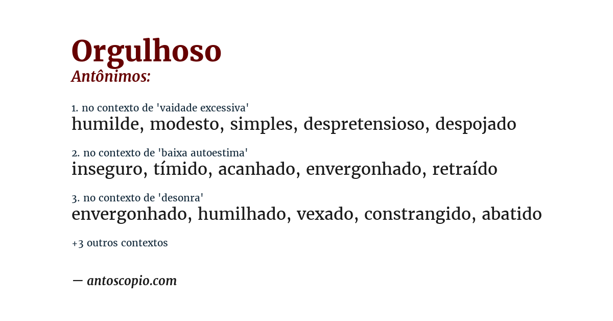 Antônimo de orgulhoso