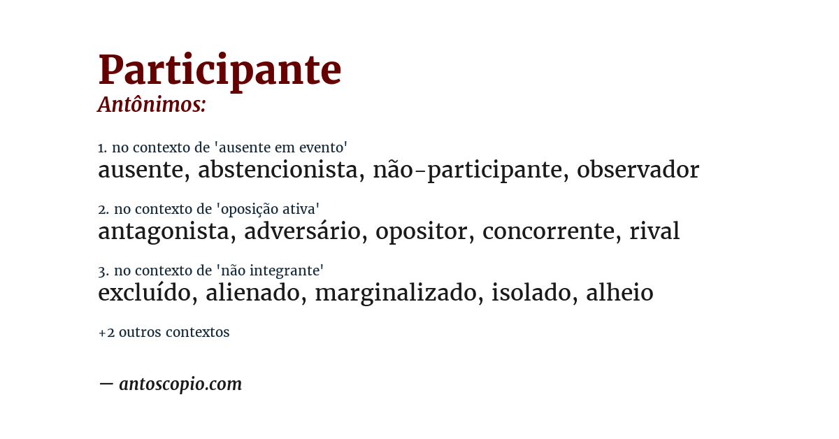 Antônimo de participante