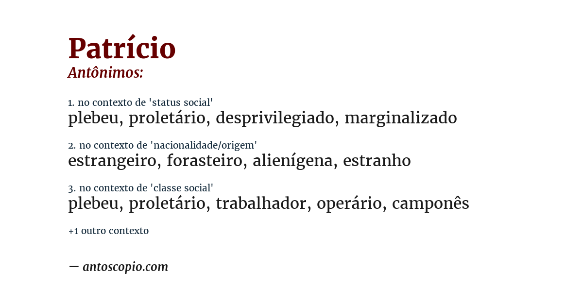 Antônimo de patrício