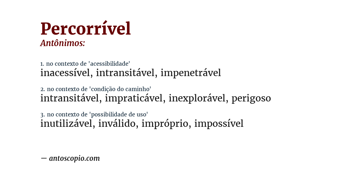 Antônimo de percorrível