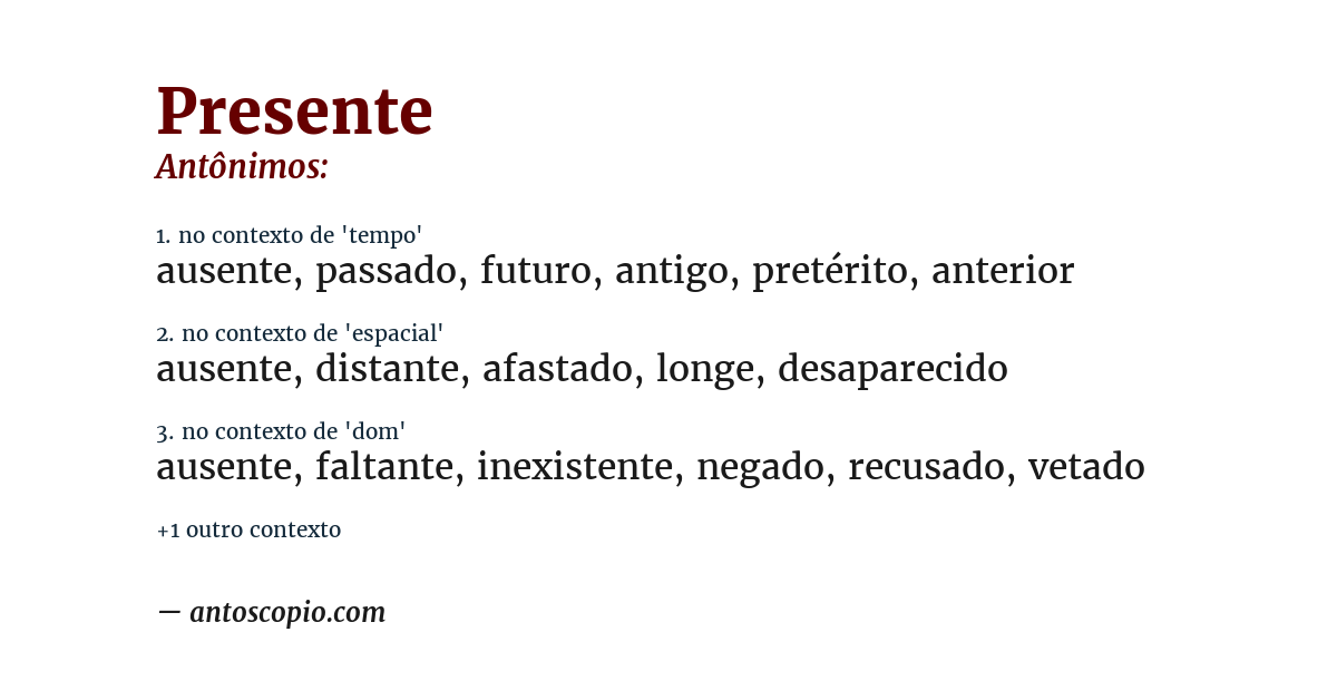 Antônimo de presente
