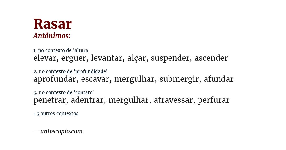 Antônimo de rasar