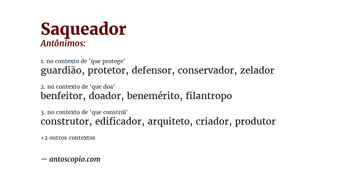 Antônimo de saqueador