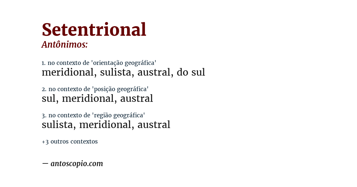 Antônimo de setentrional