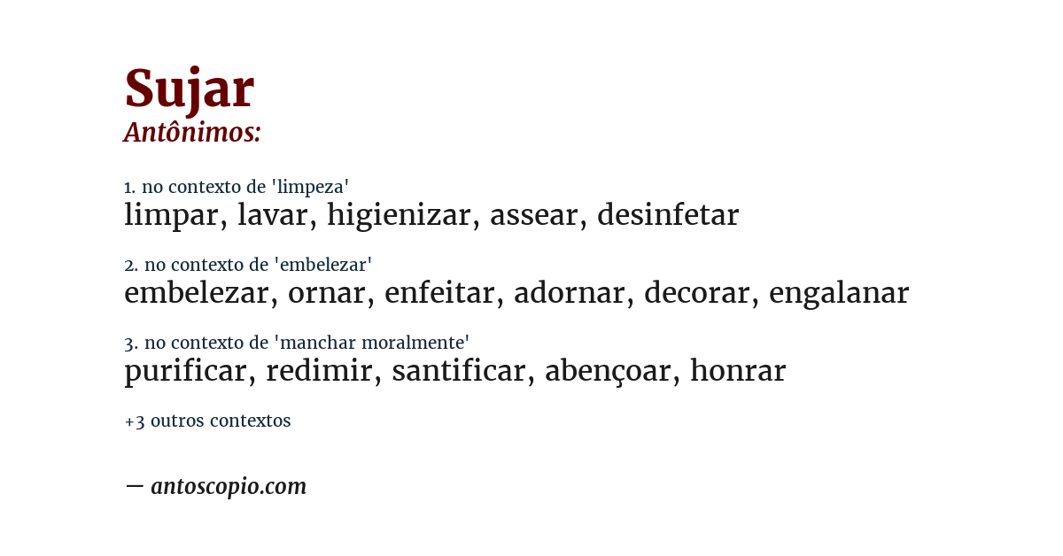 Antônimo de sujar