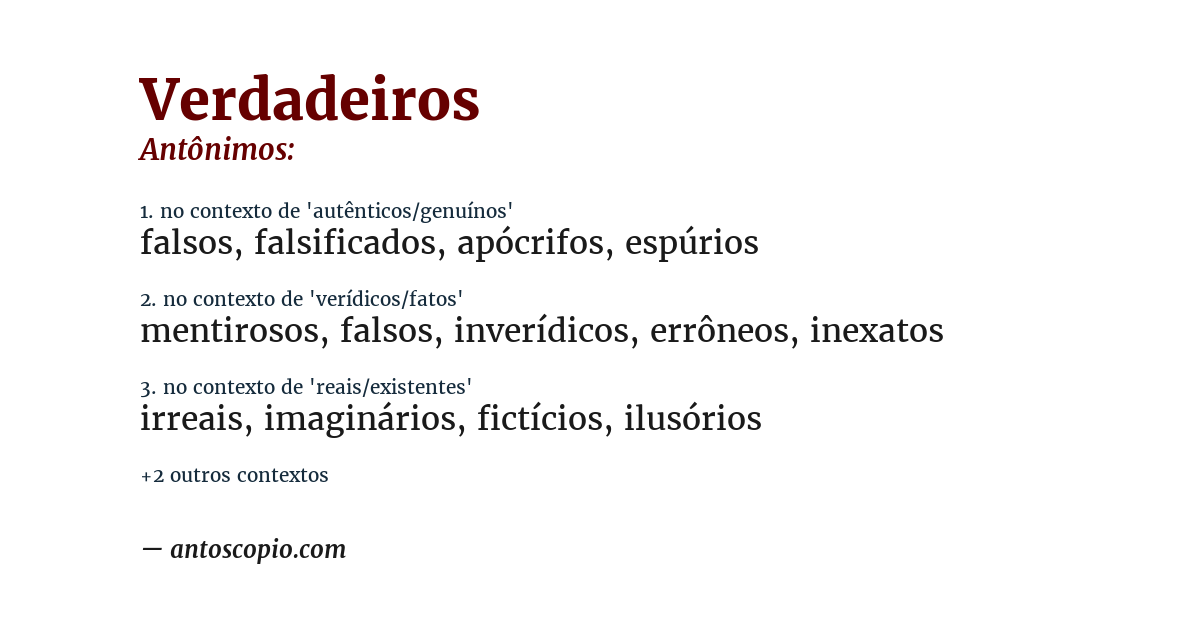 Antônimo de verdadeiros