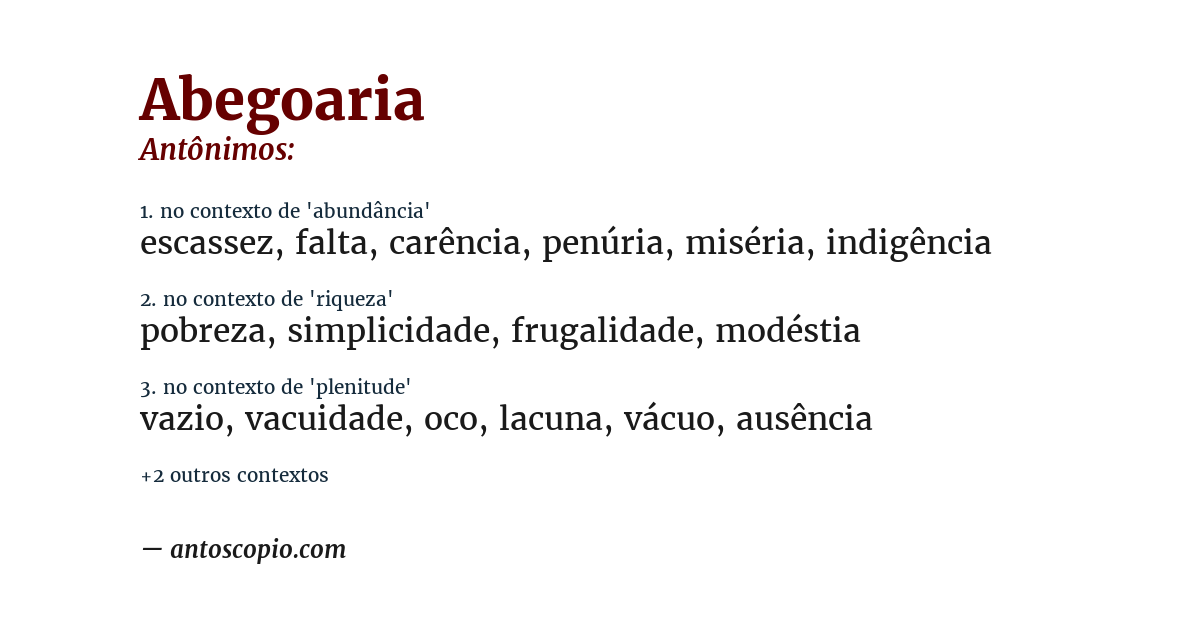 Antônimo de abegoaria
