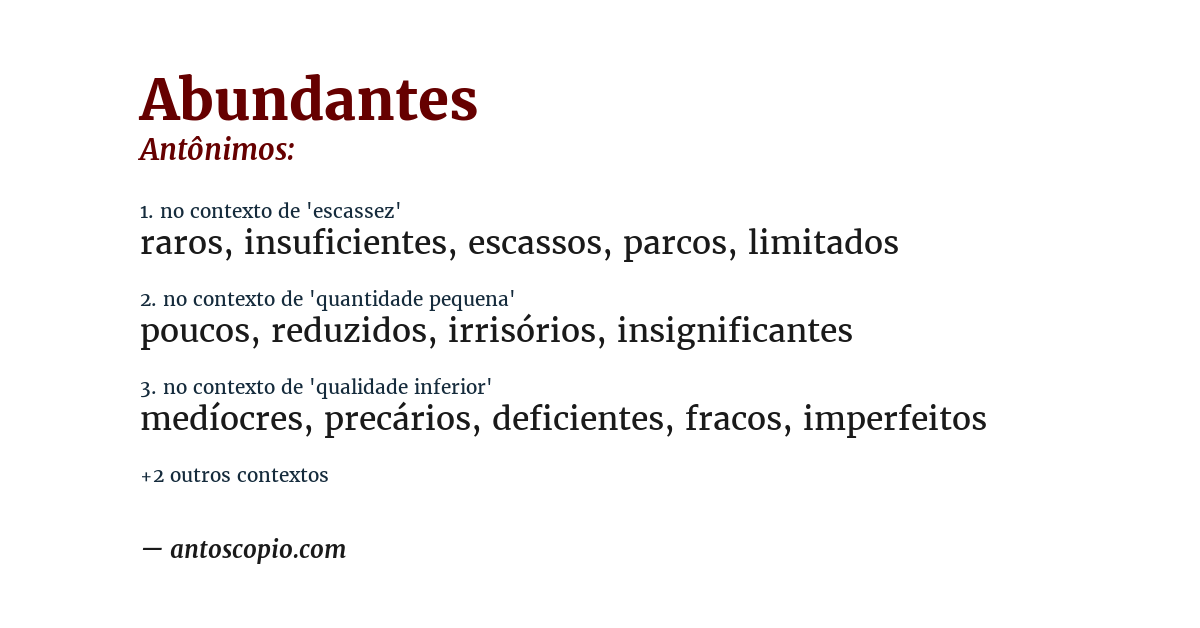 Antônimo de abundantes