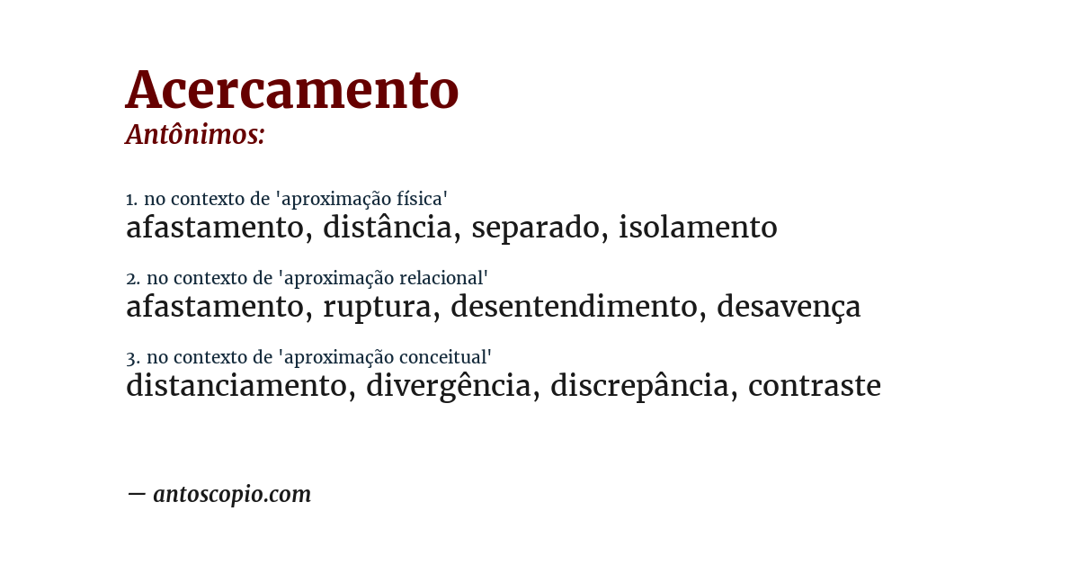 Antônimo de acercamento