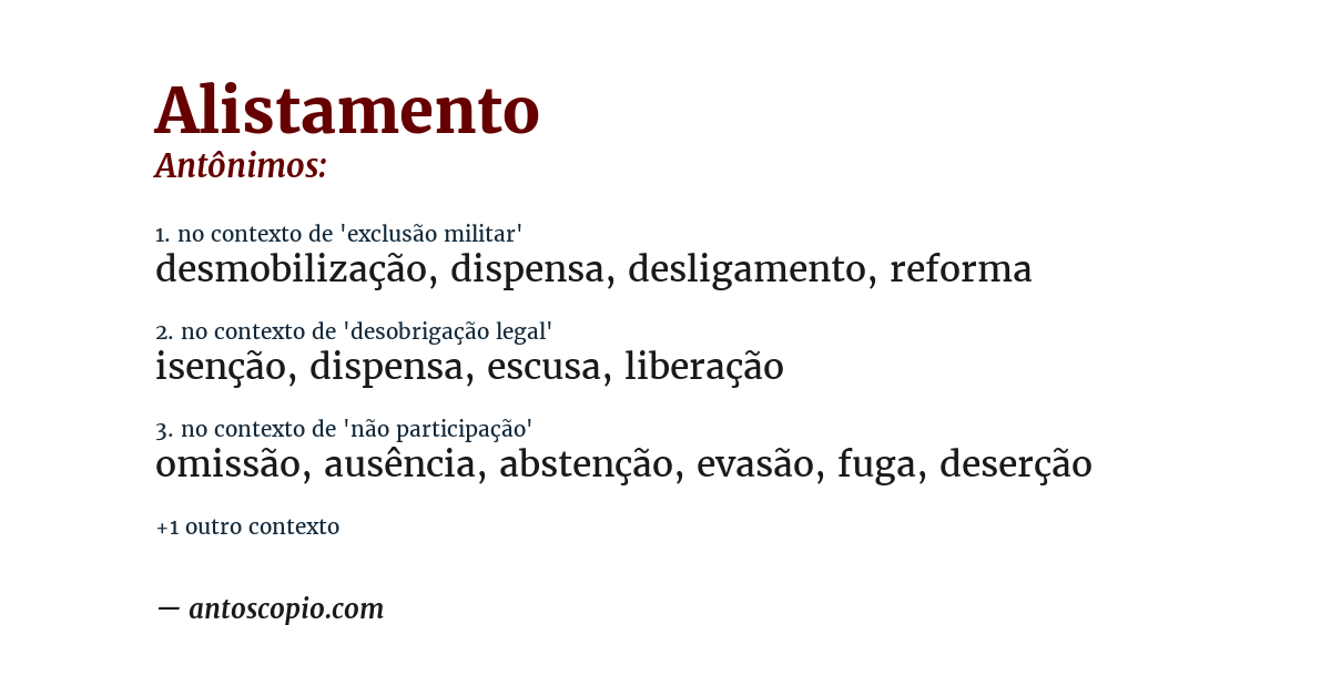 Antônimo de alistamento