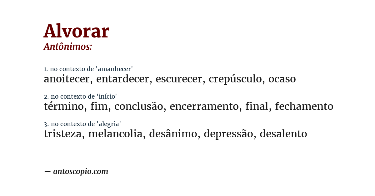 Antônimo de alvorar