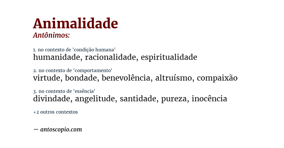 Antônimo de animalidade