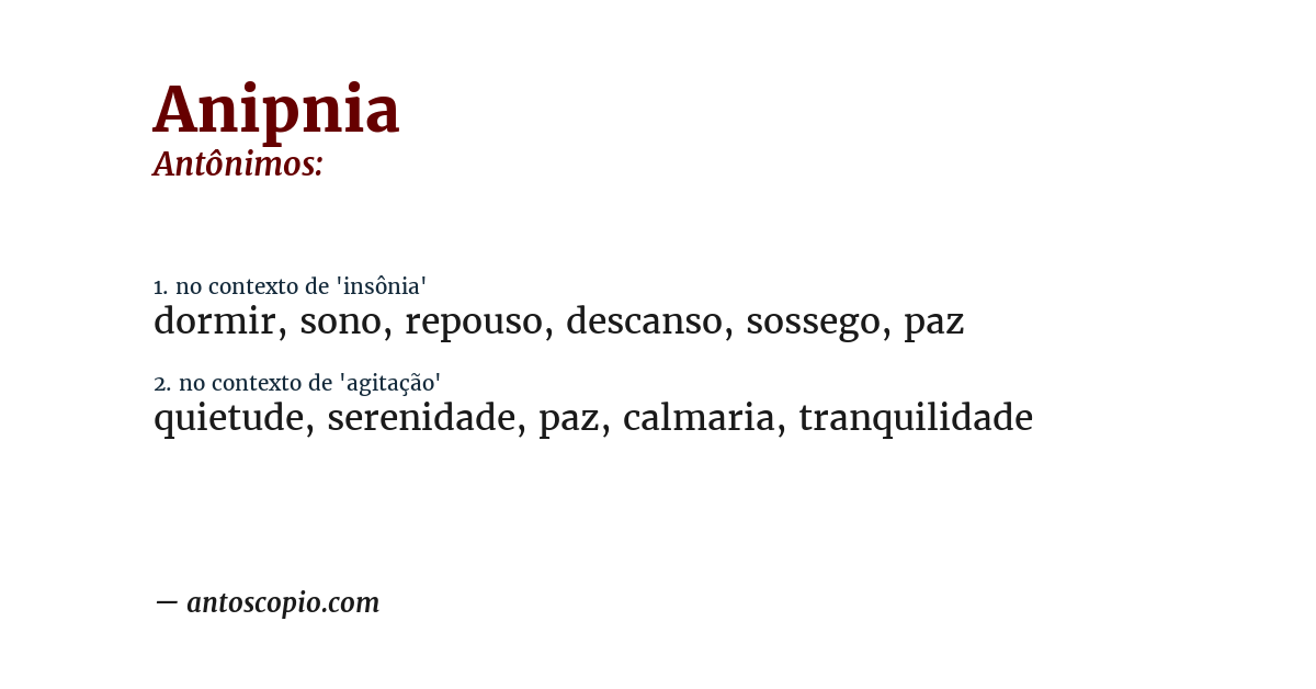 Antônimo de anipnia
