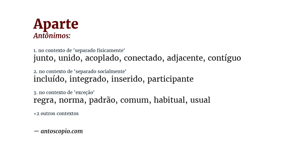 Antônimo de aparte