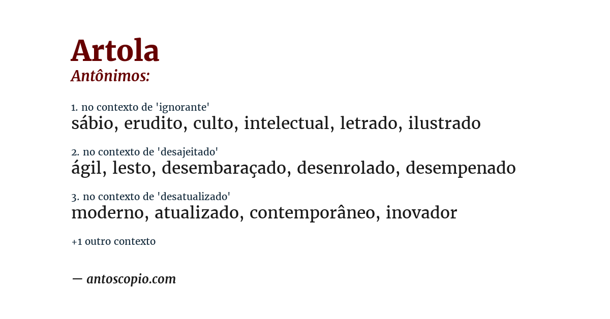 Antônimo de artola